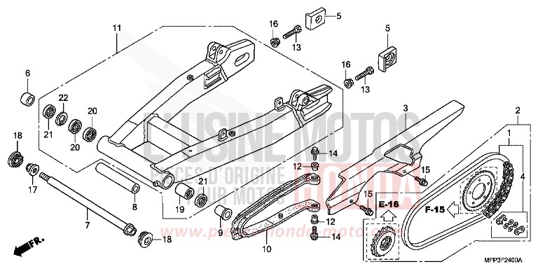 SCHWINGE/KETTENGEHAEUSE von CB1300 Super Bold'or ABS PEARL SUNBEAM WHITE (NHA66KF) von 2008